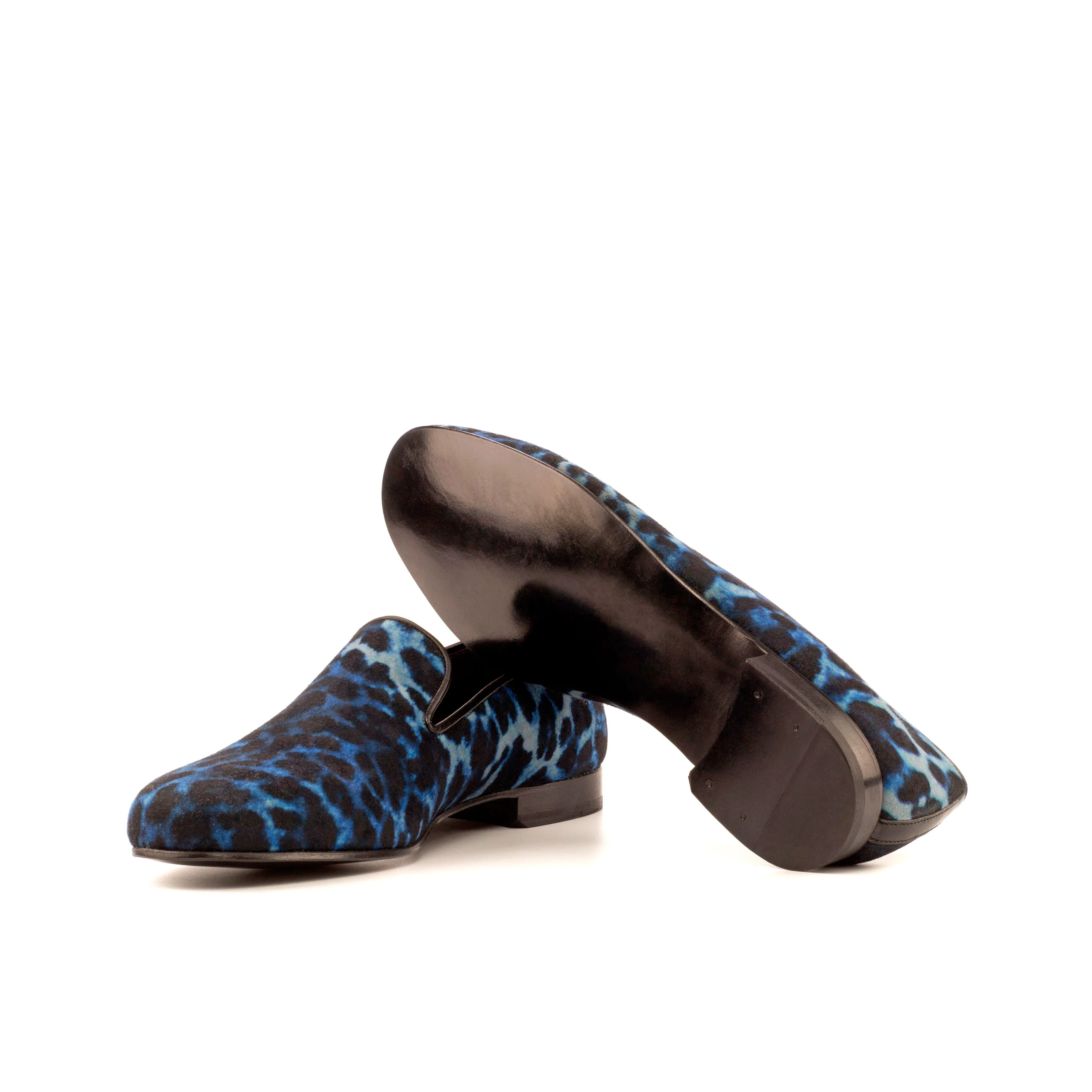 DapperFam Enzo in Black / Leopard Men's Sartorial Slipper