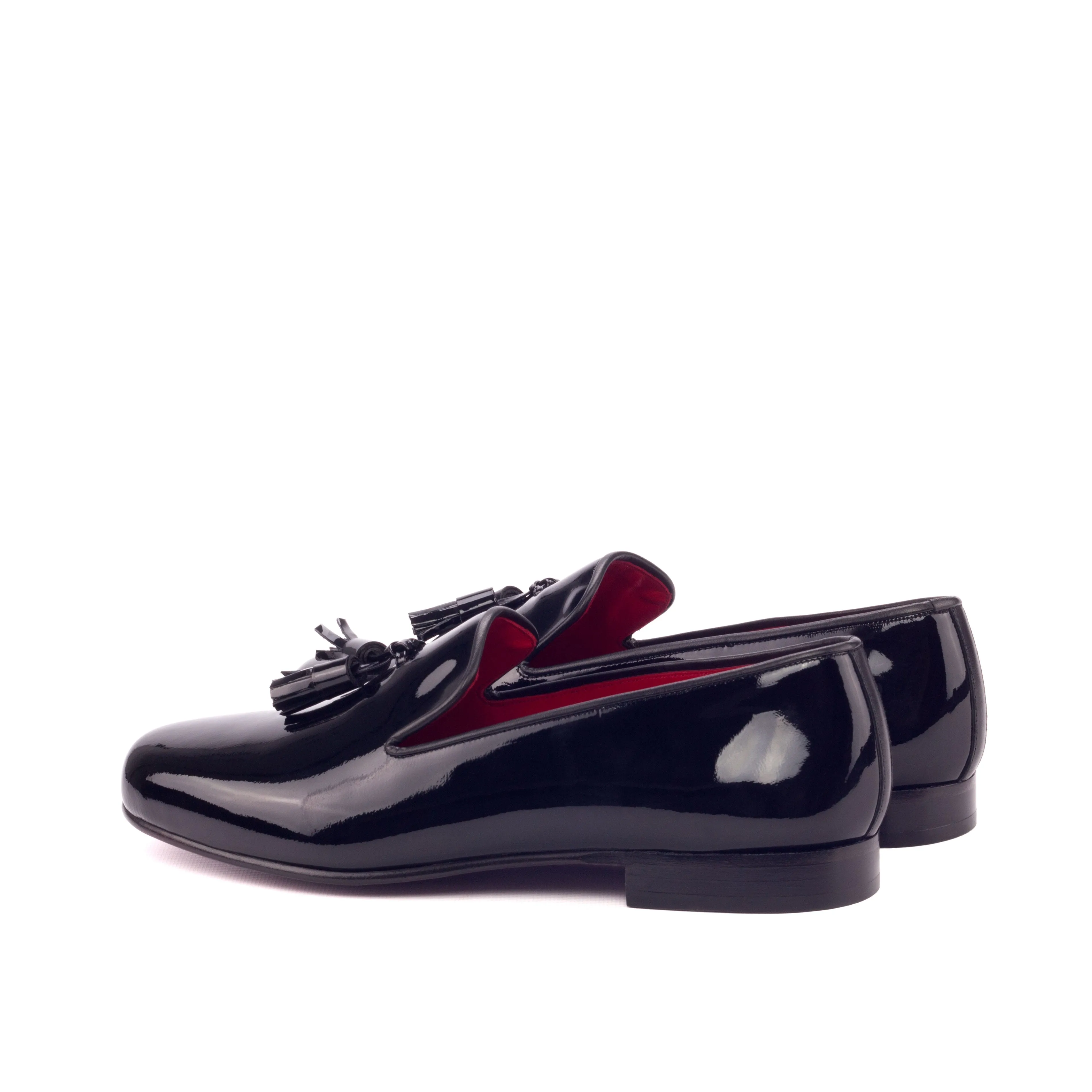 DapperFam Enzo in Black Men's Italian Patent Leather & Italian Leather Slipper