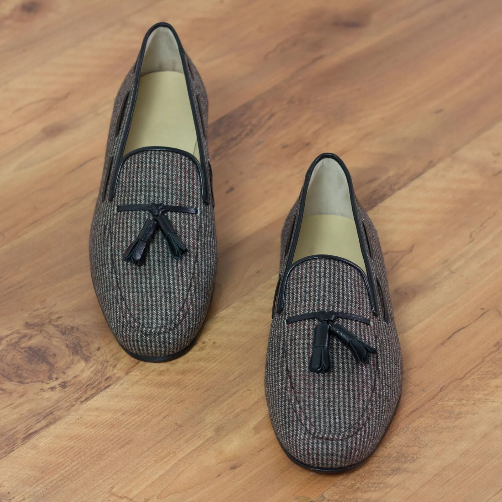 DapperFam Enzo in Black / Tweed Men's Sartorial Slipper