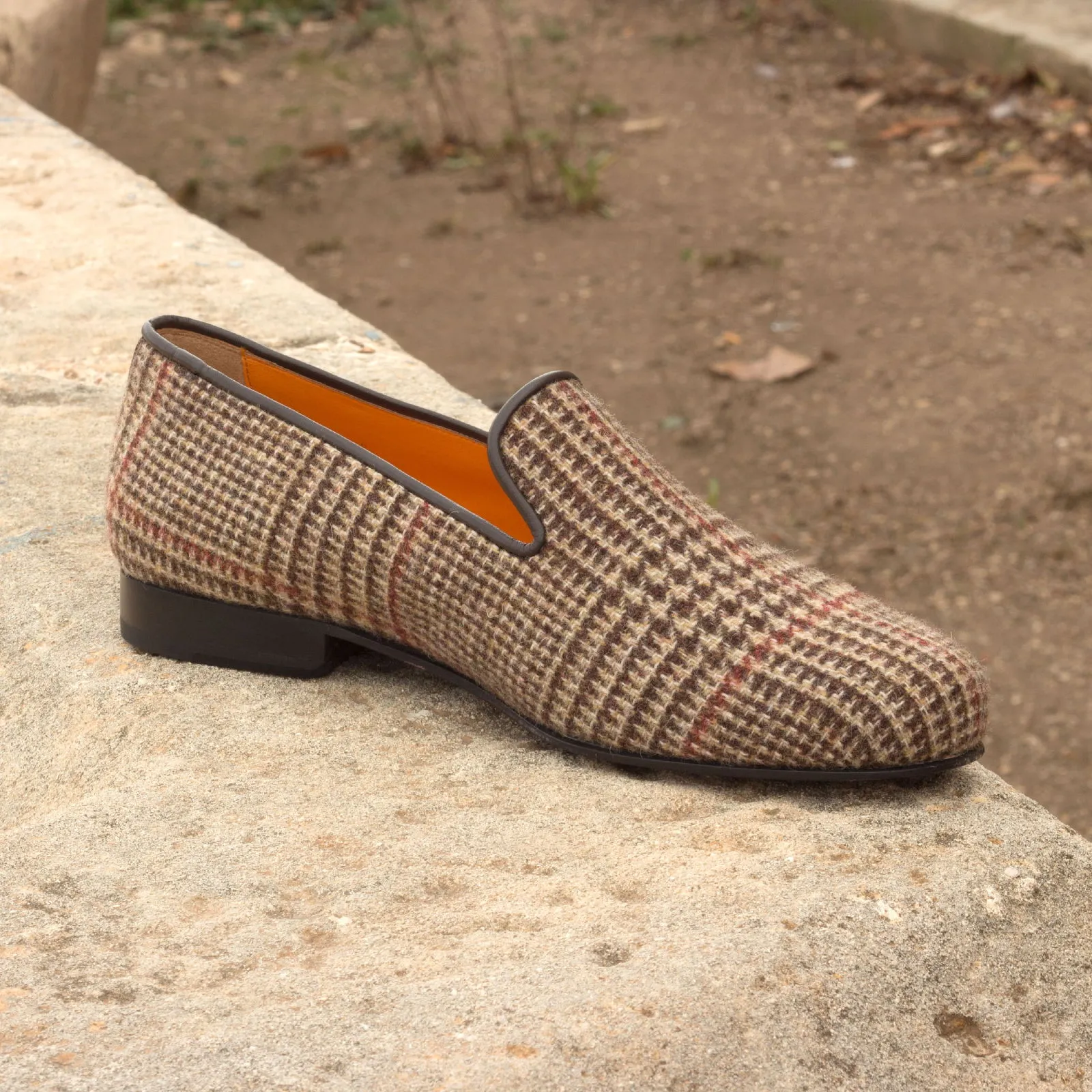 DapperFam Enzo in Brown / Tweed Men's Sartorial Slipper