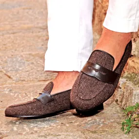 DapperFam Enzo in Herringbone Men's Sartorial Slipper