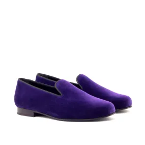 DapperFam Enzo in Purple / Black Men's Velvet & Grossgrain Slipper