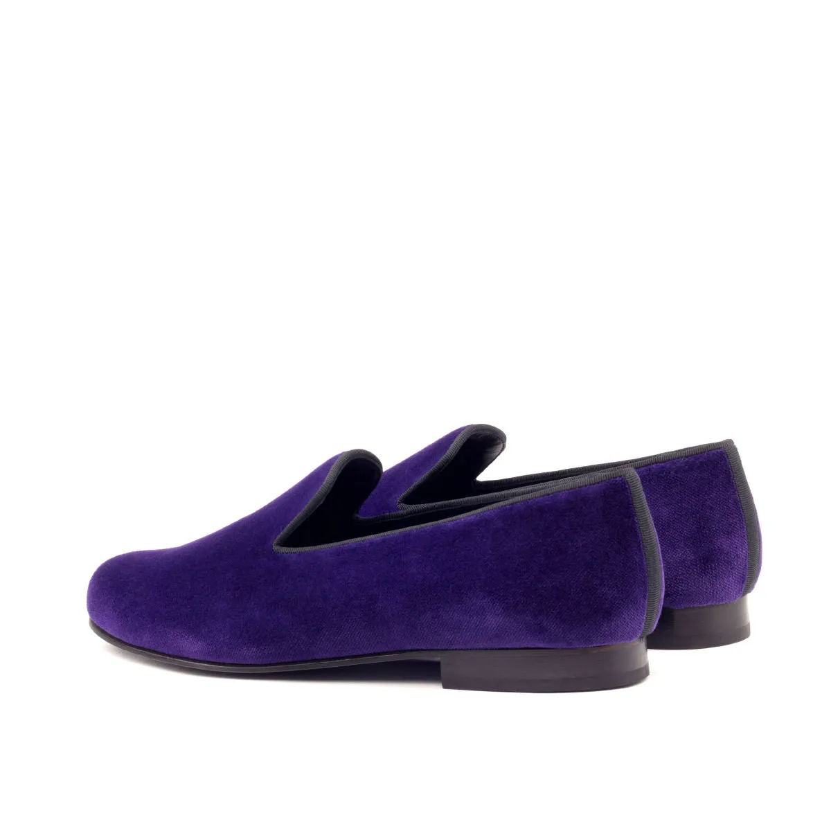 DapperFam Enzo in Purple / Black Men's Velvet & Grossgrain Slipper