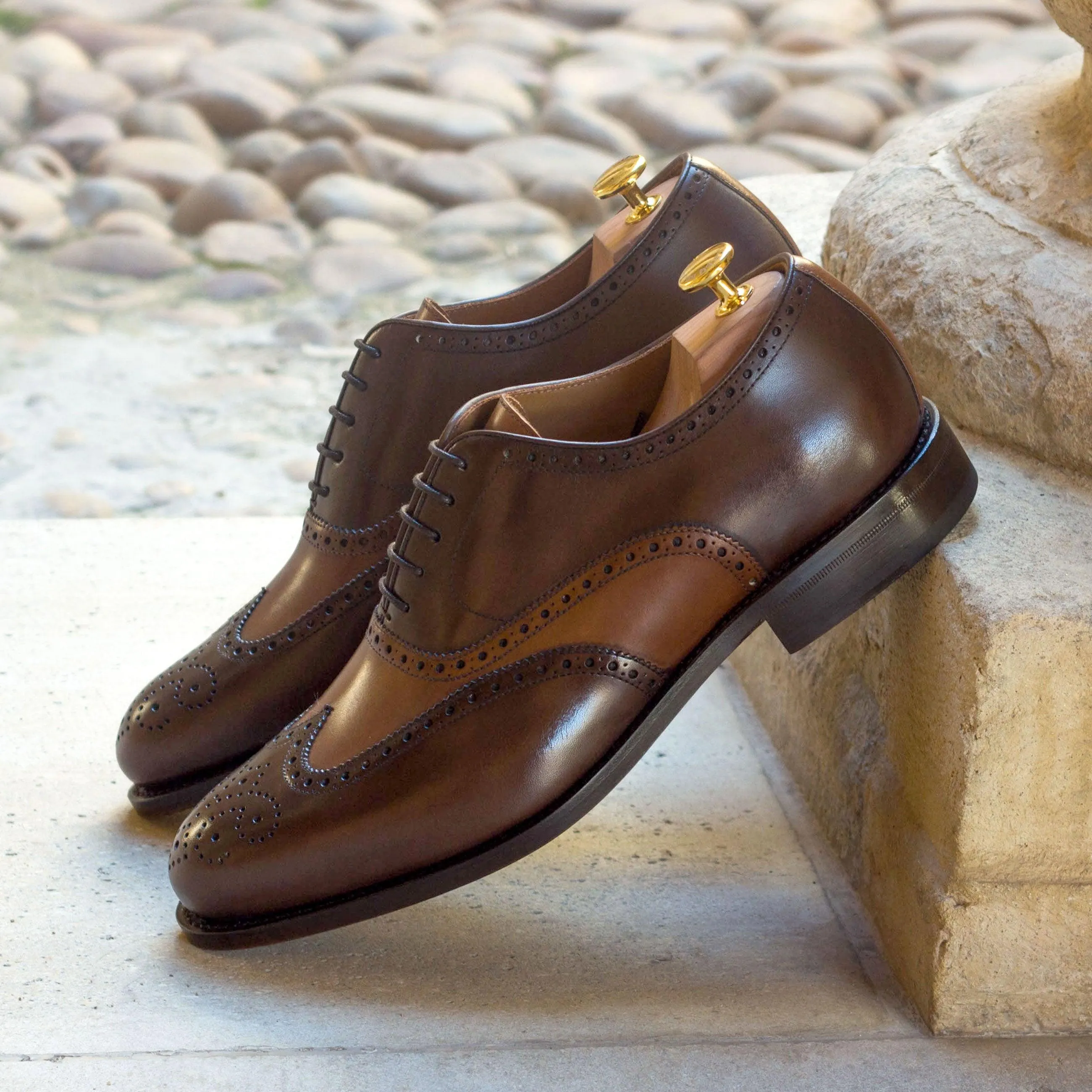 Dark Brown & Cognac Calf Leather Brogue