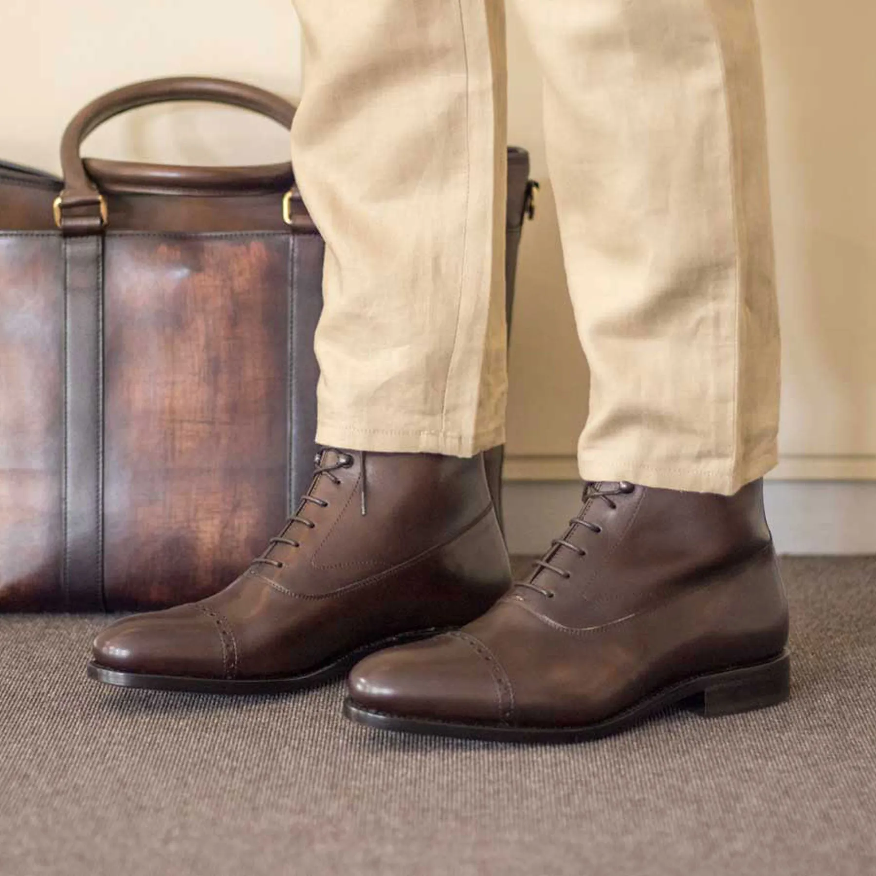 Dark Brown Calf Leather Balmoral Boot