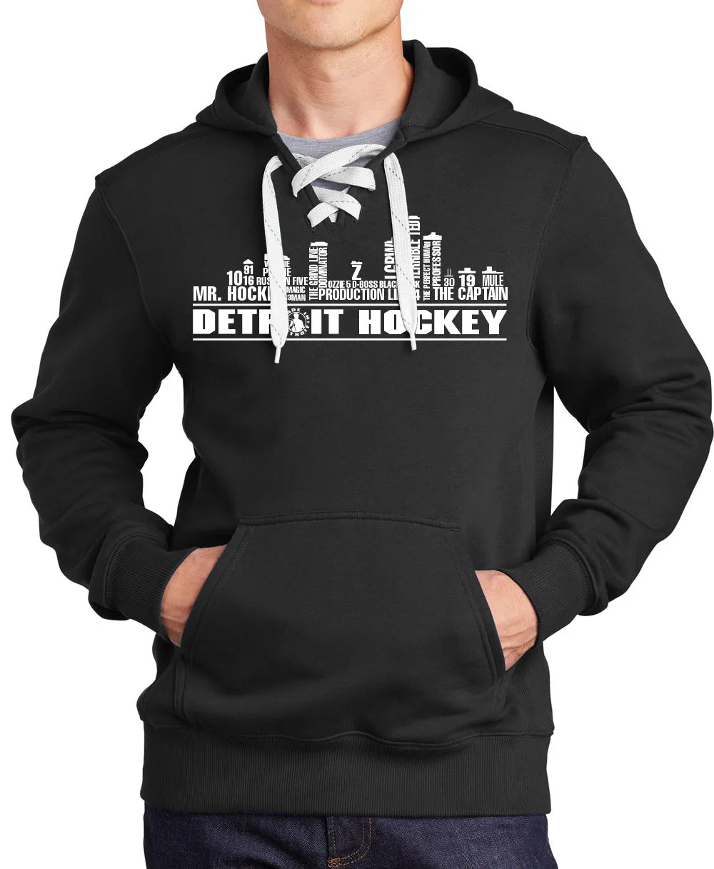 Detroit Hockey Skyline Lace Pullover