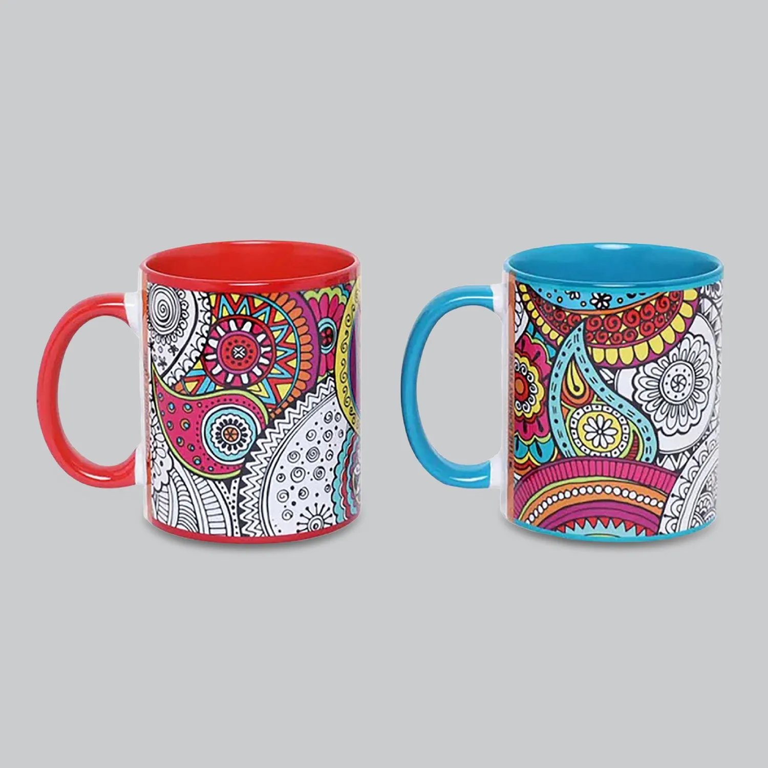 Doodle Mandala Coffee Mugs Set of 2 (300 ml each)