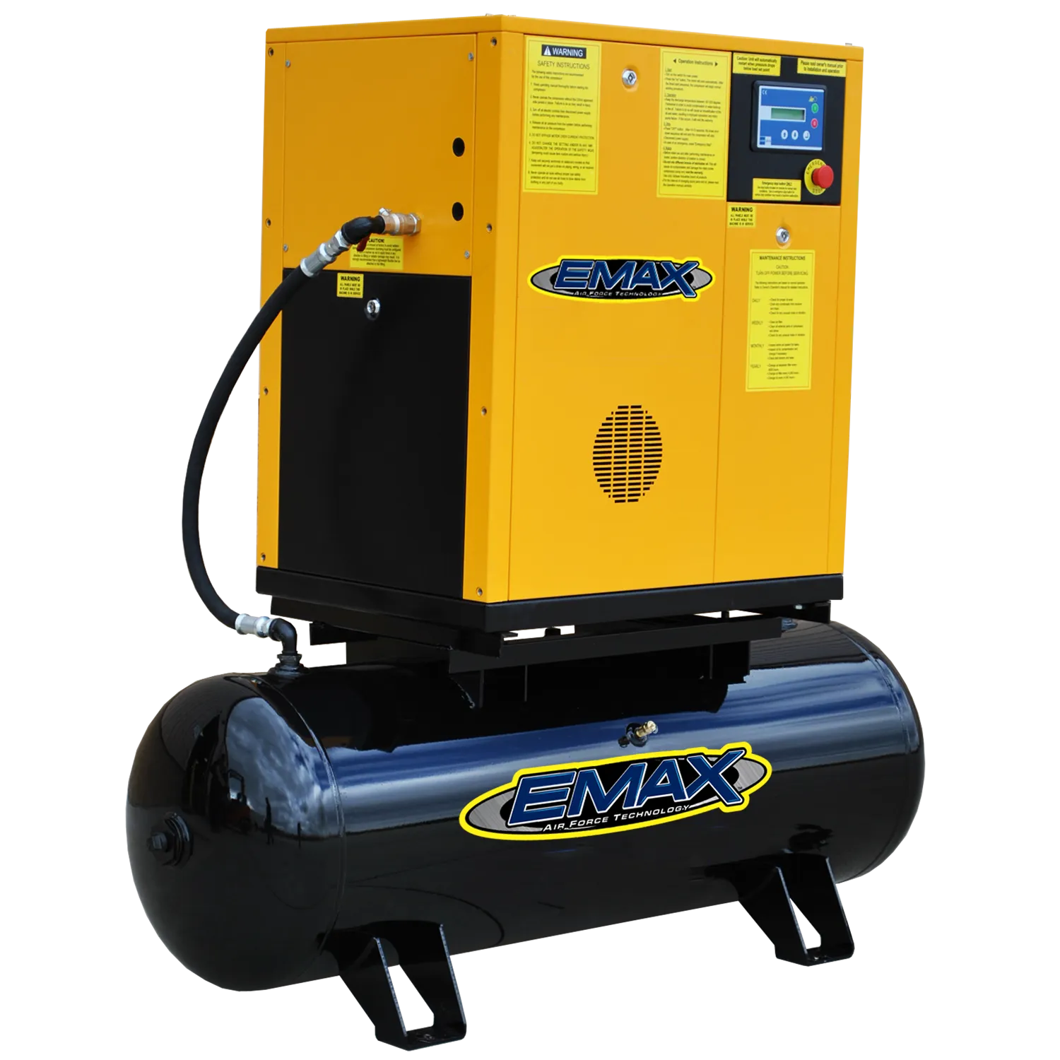 EMAX Industrial Plus 10HP 208/230/460V - 3 Phase Rotary Screw Air Compressor - Mounted on 80 gal. Tank (no dryer)