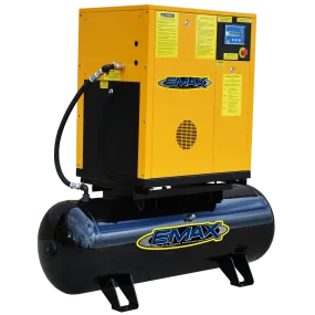 EMAX Industrial Plus 10HP 208/230/460V - 3 Phase Rotary Screw Air Compressor - Mounted on 80 gal. Tank (no dryer)