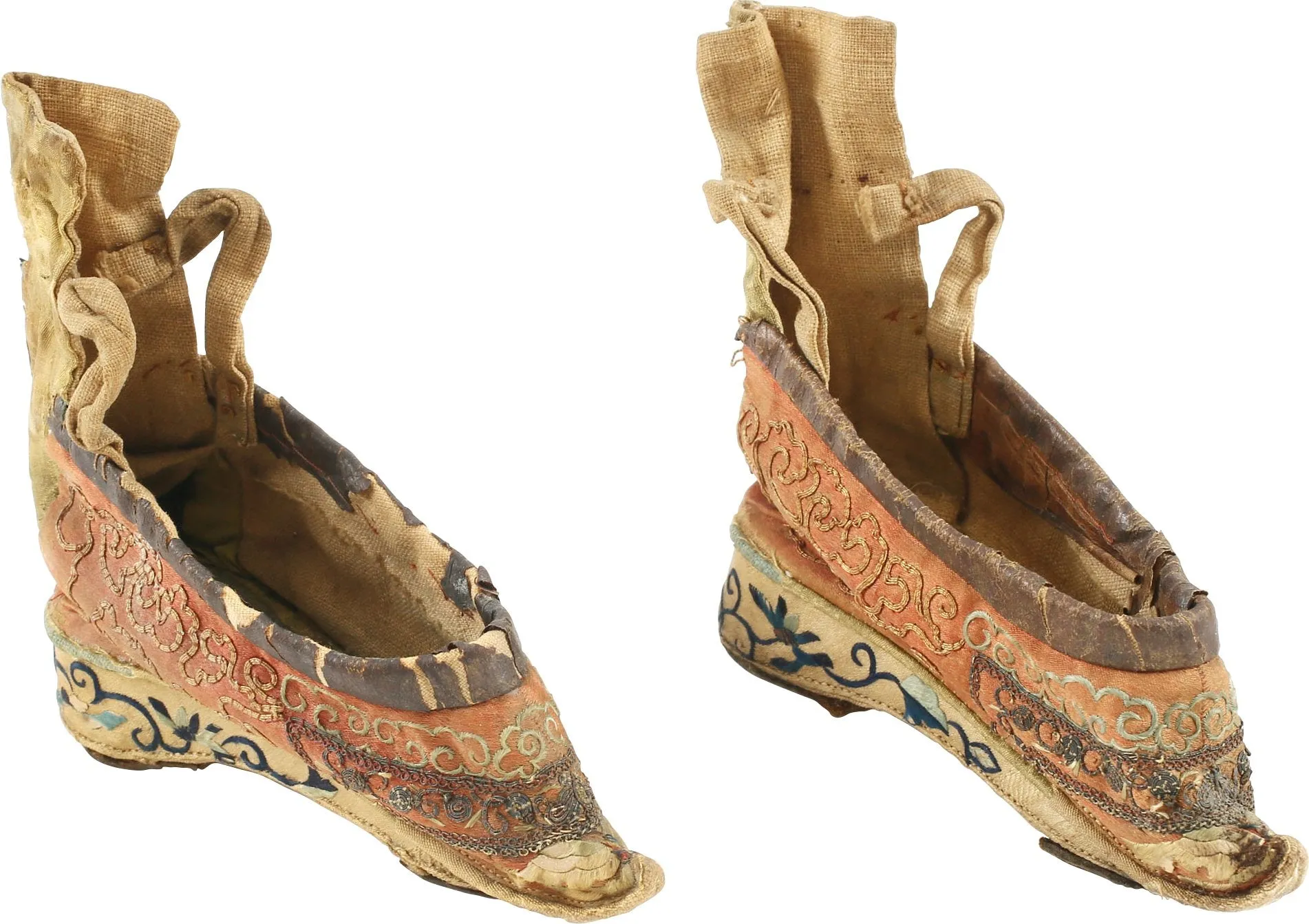 EXTRAORDINARY PAIR OF CHINESE LADIES SHOES FOR BOUND FEET (FOOT BINDING)