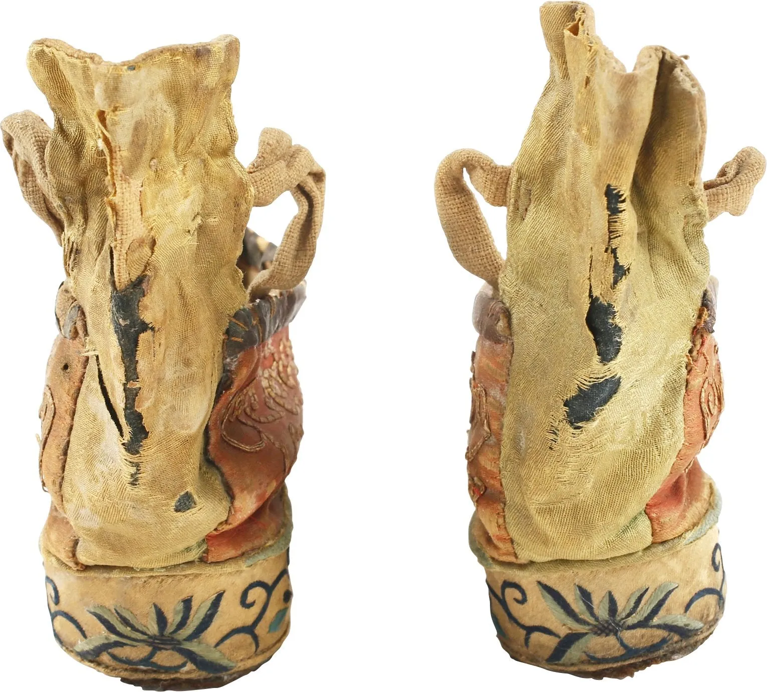 EXTRAORDINARY PAIR OF CHINESE LADIES SHOES FOR BOUND FEET (FOOT BINDING)