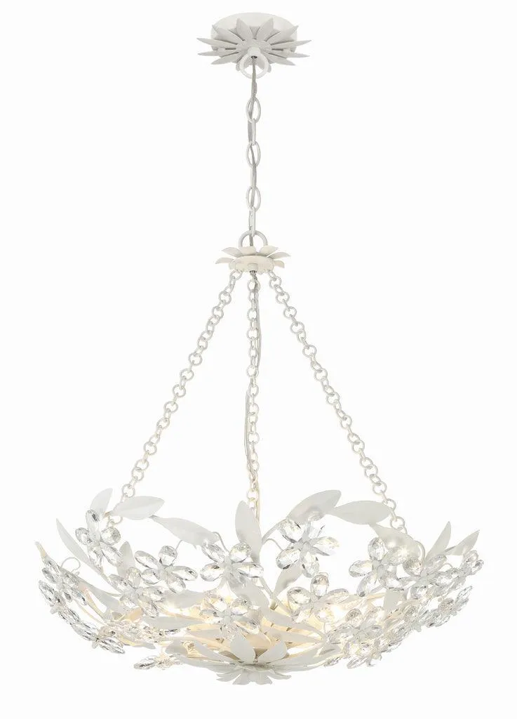 Floral Crystal and Gold Leaves Chandelier