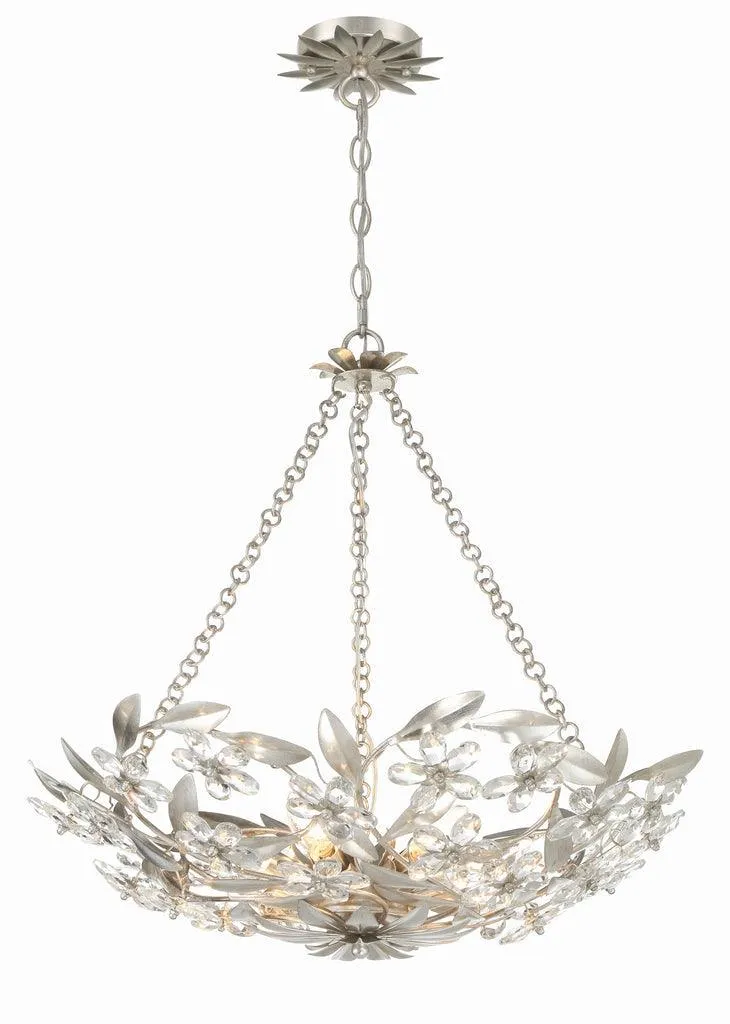 Floral Crystal and Gold Leaves Chandelier