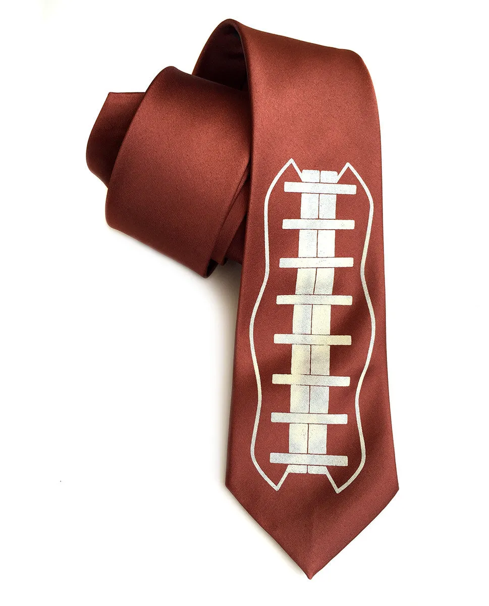 Football tie. Football lacing print silk necktie.