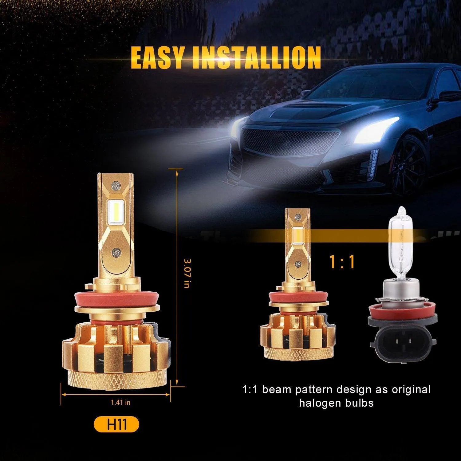 For 2009-2014 Nissan GT-R D2S H9/H11 F-16 Plus Series Automotive Grade 29000LM LED Light Bulbs High Low Beam Bundle