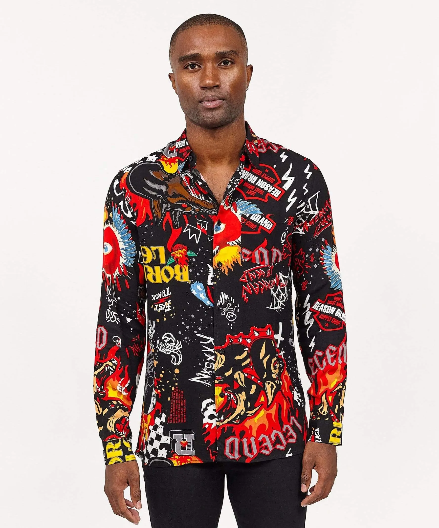 Fury Graffiti Allover Print Long Sleeve Shirt