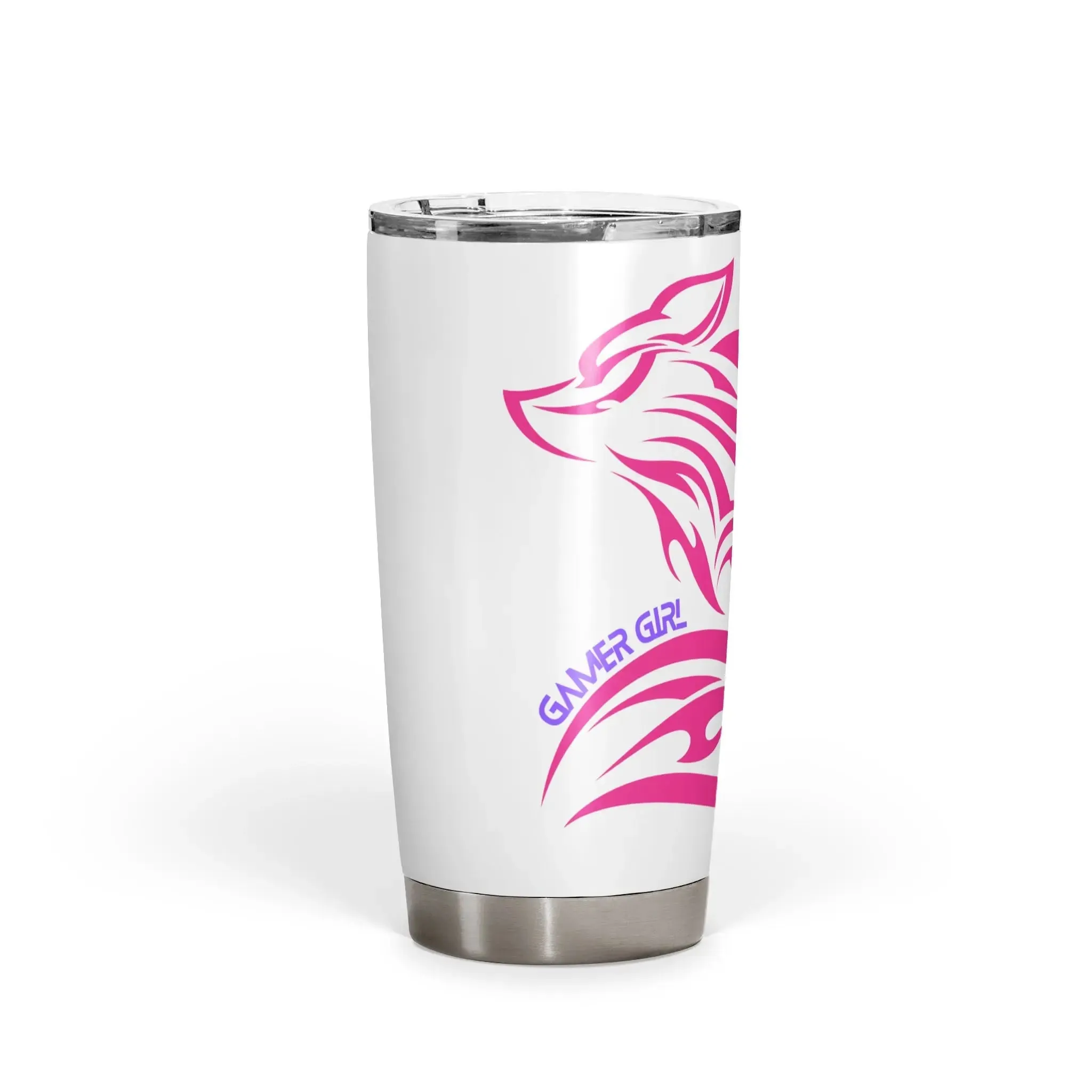 Gamer Girl Pink Fox- Custom 20oz Fat Tumbler