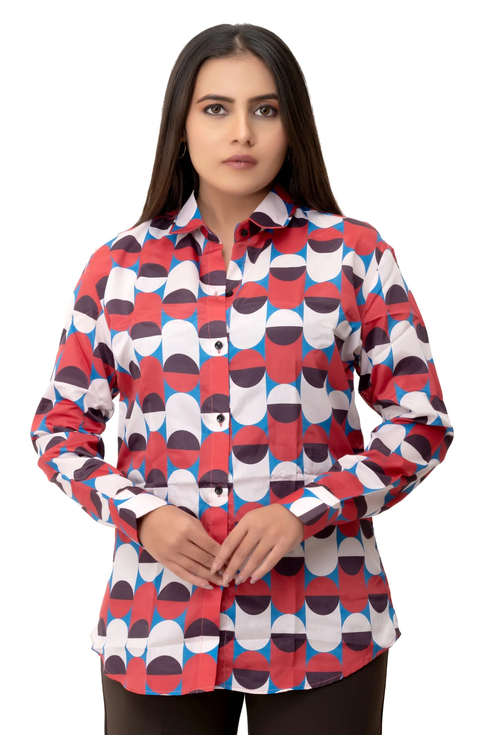 Geometric Red Angles Printed Shirt