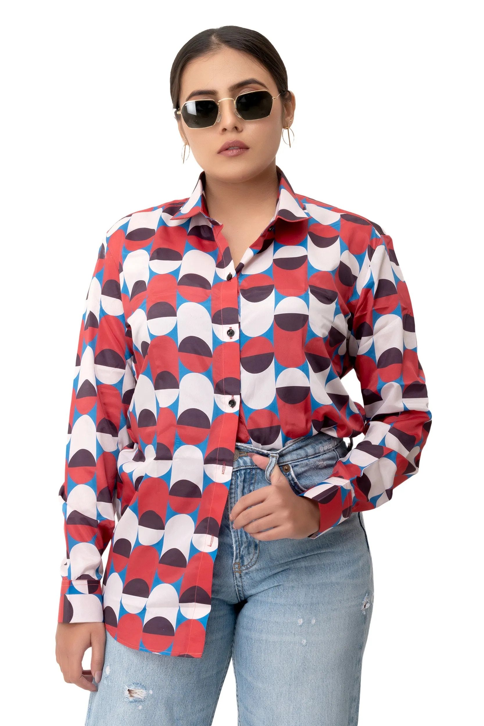 Geometric Red Angles Printed Shirt