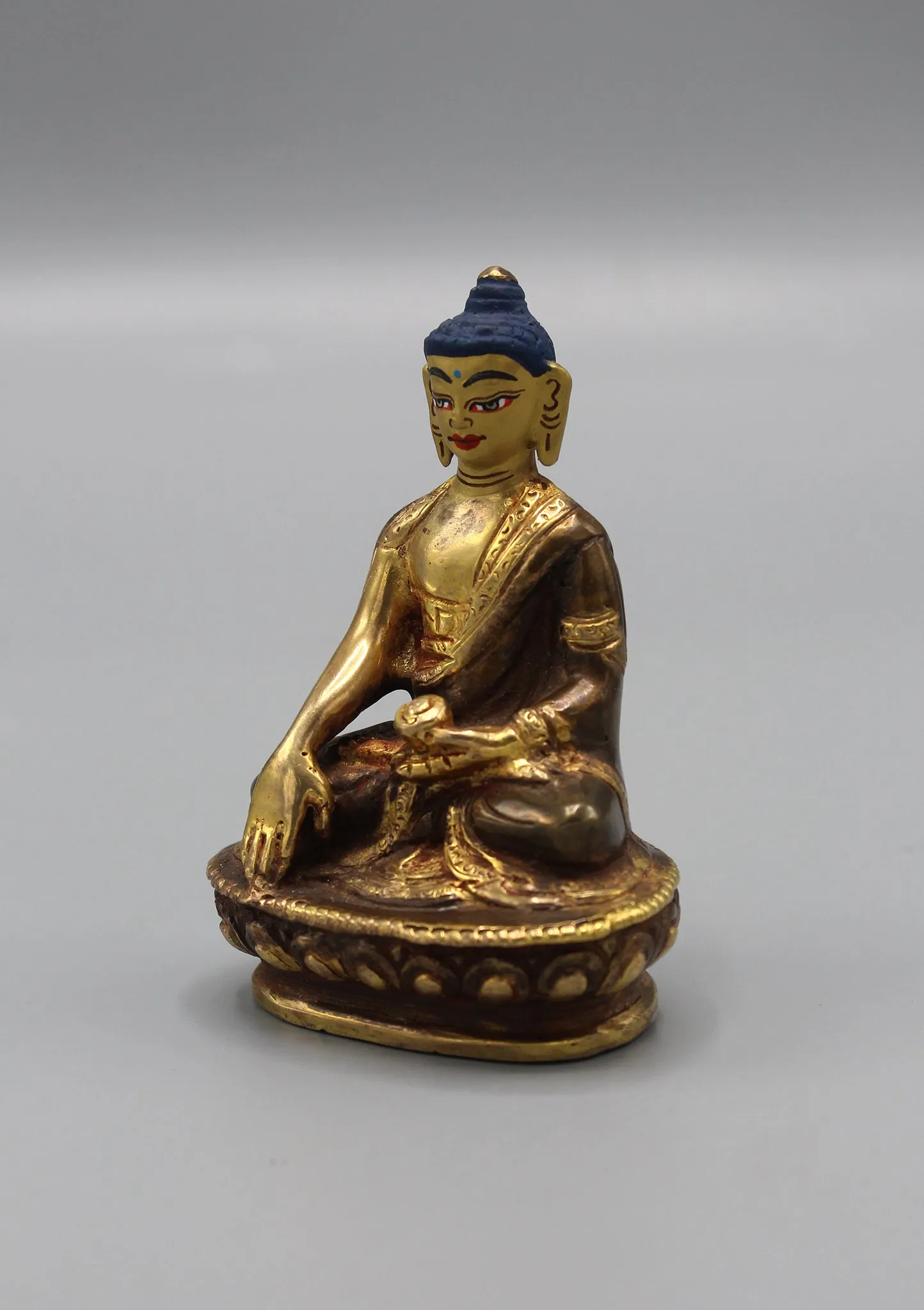 Gold Plated Shakyamuni Buddha Statue 3.3" H