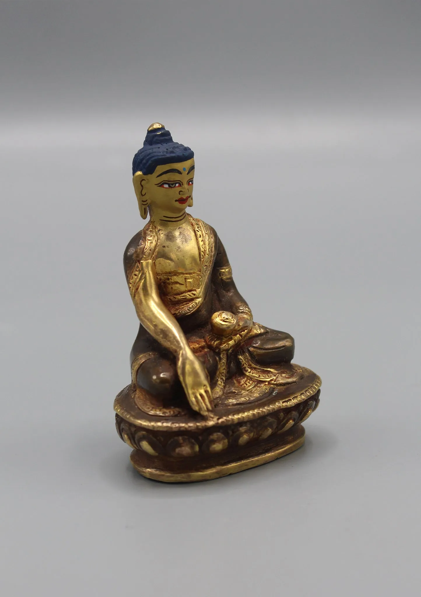 Gold Plated Shakyamuni Buddha Statue 3.3" H