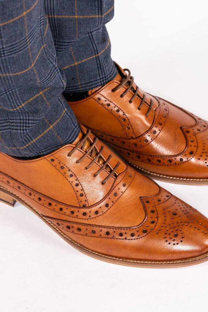 GRAYSON - Tan Leather Wingtip Brogue Shoe