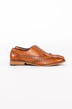 GRAYSON - Tan Leather Wingtip Brogue Shoe