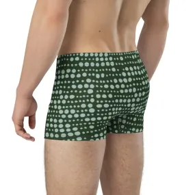 Green Pattern Men's Boxer Briefs, Dotted Designer Premium Elastic Underwear For Men - Made in USA/EU/MX