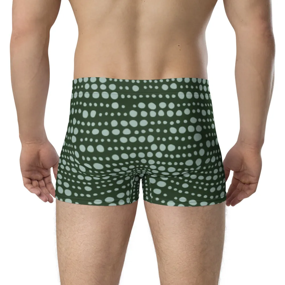 Green Pattern Men's Boxer Briefs, Dotted Designer Premium Elastic Underwear For Men - Made in USA/EU/MX