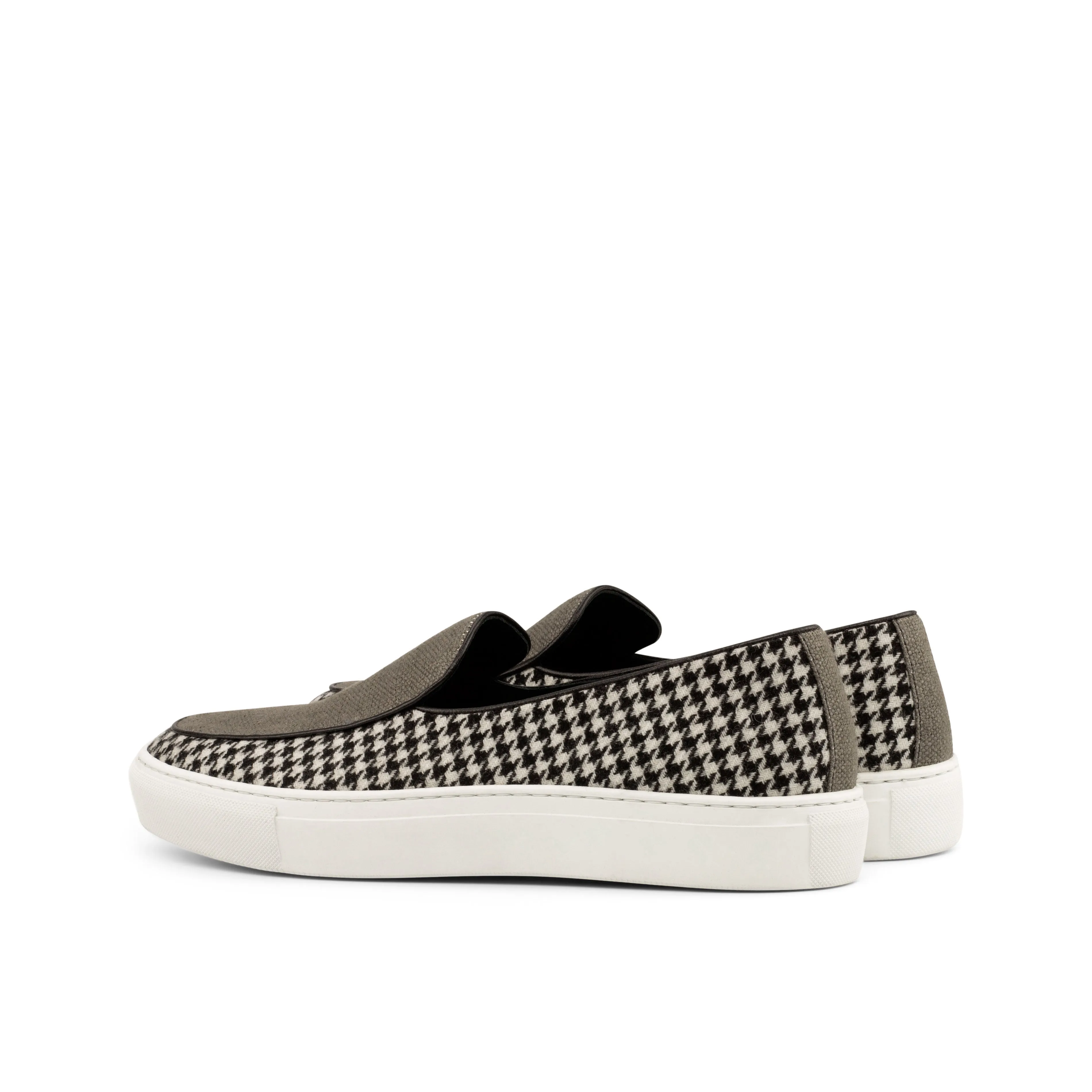 Houndstooth & Grey Linen Belgian Sneakers