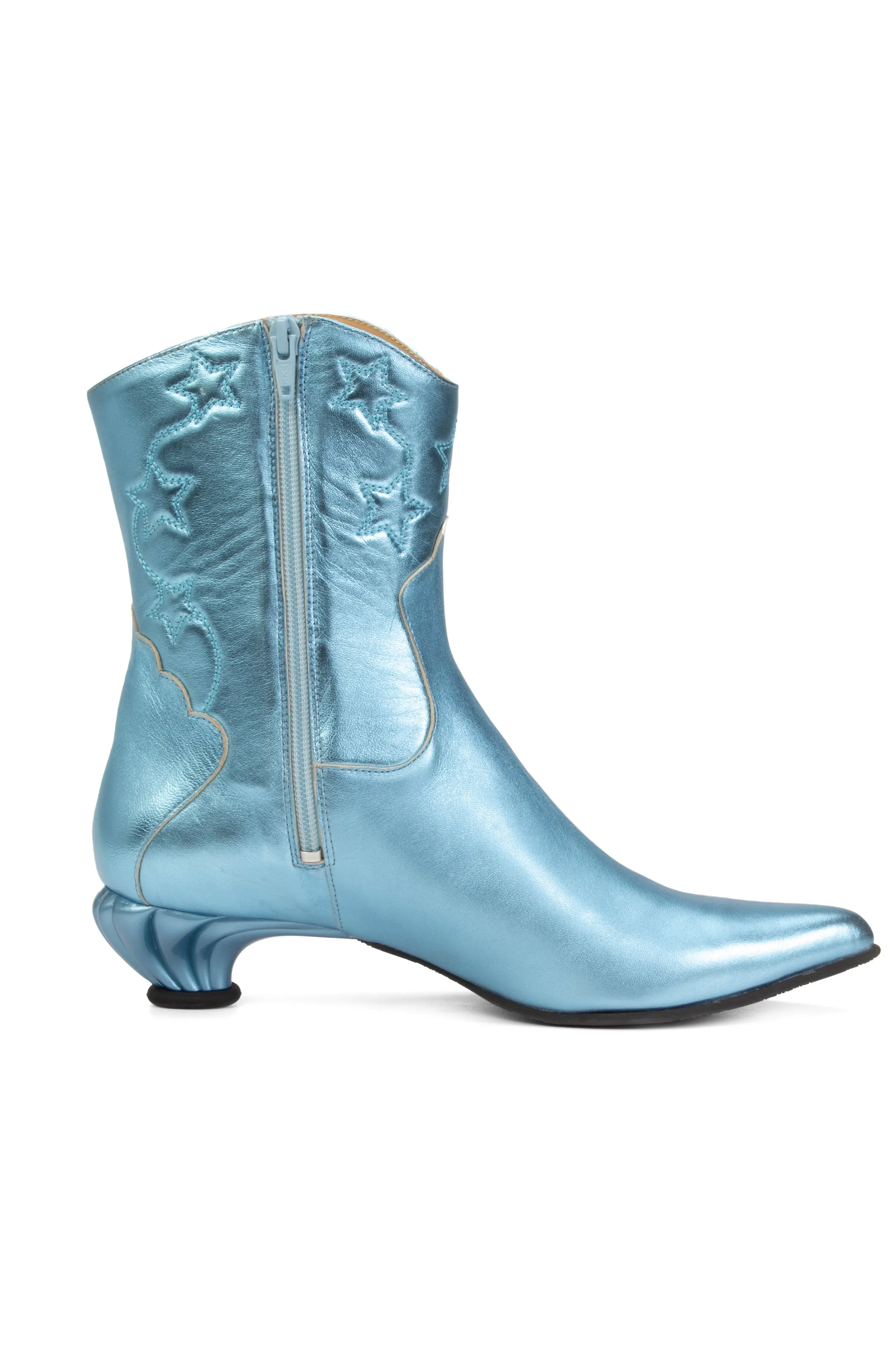 John Fluevog Western Boot Metallic Blue