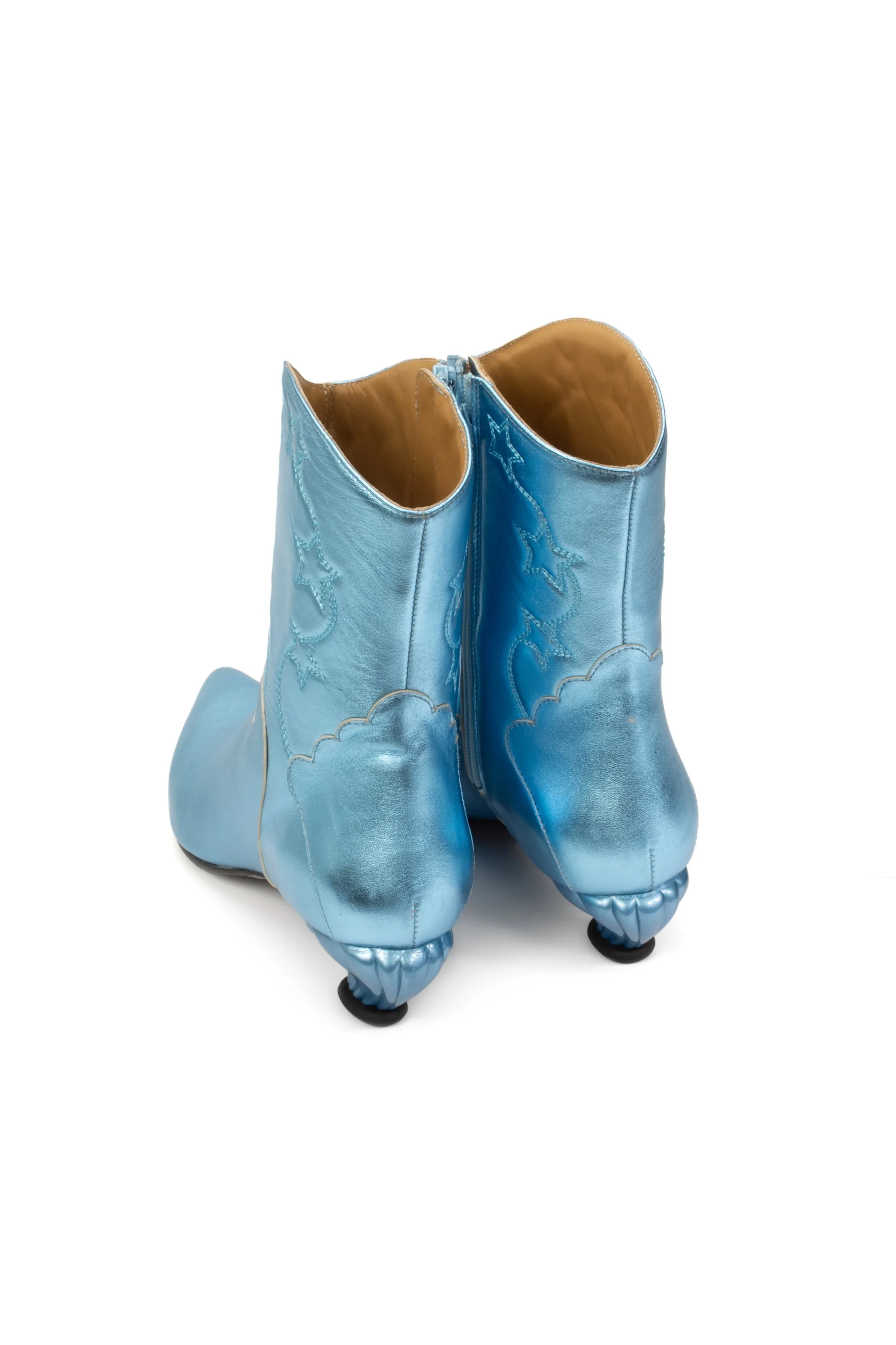 John Fluevog Western Boot Metallic Blue