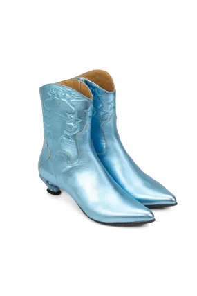 John Fluevog Western Boot Metallic Blue