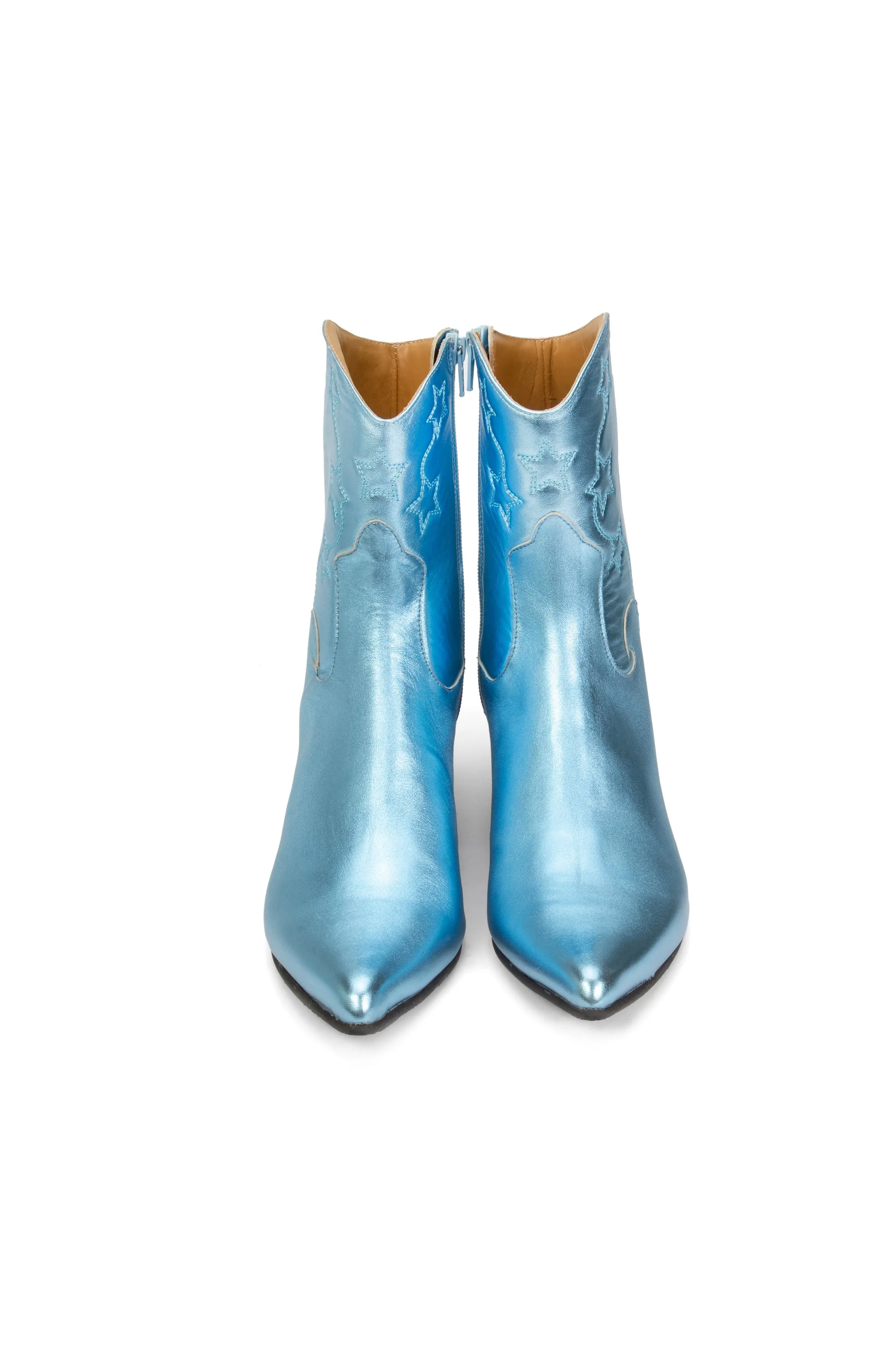 John Fluevog Western Boot Metallic Blue