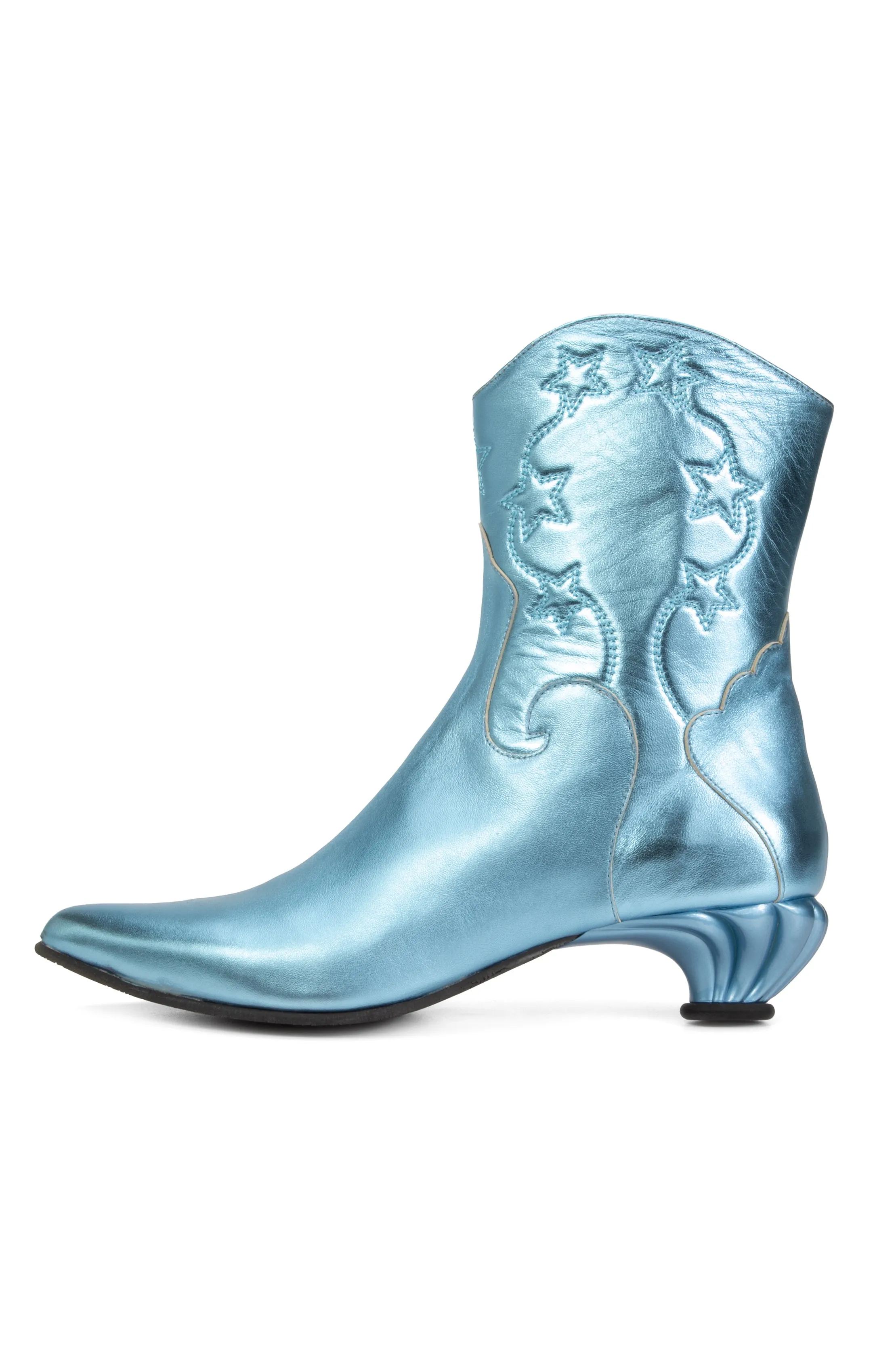 John Fluevog Western Boot Metallic Blue