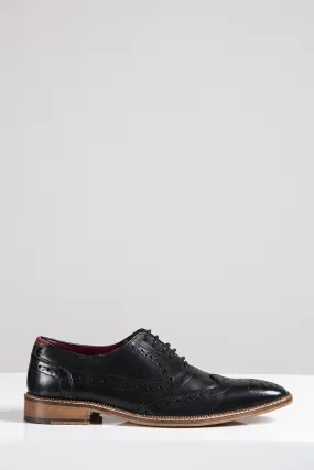 LARKIN - Black Leather Brogue Shoe