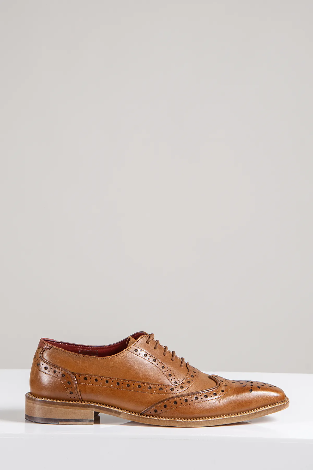 LARKIN - Mid Tan Leather Brogue Shoe