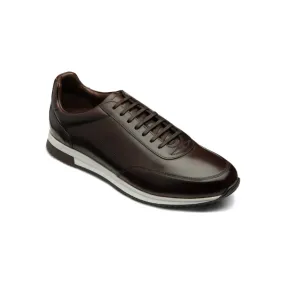 Loake Bannister Leather Mens Trainer - Dark Brown