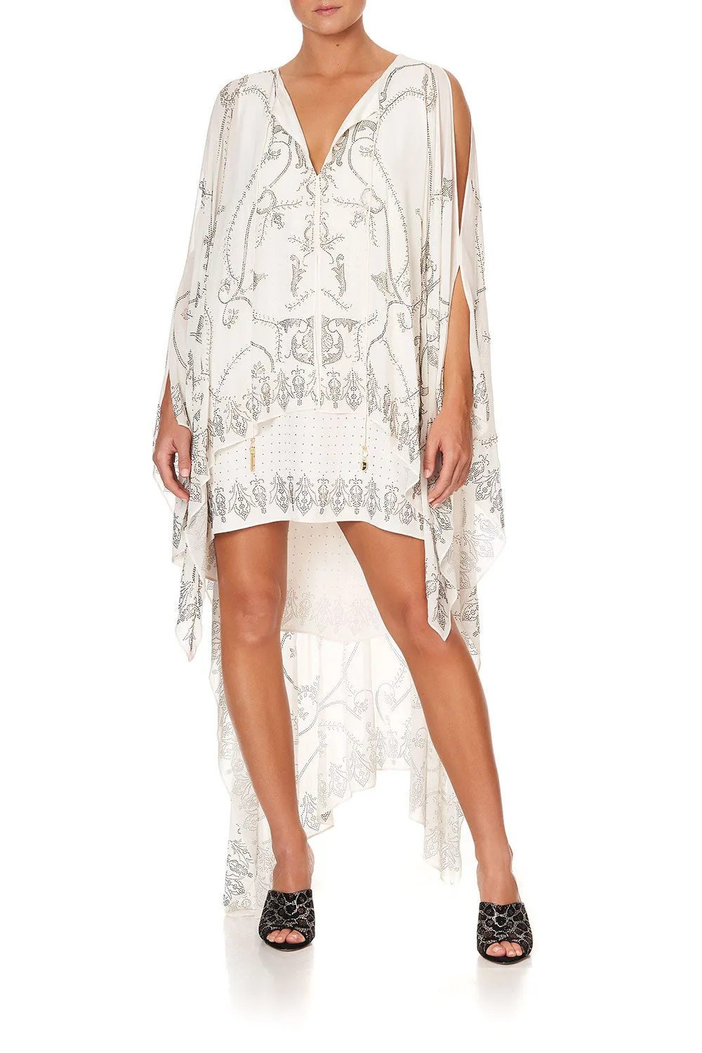 LONG SHEER OVERLAY DRESS LUXE CREAM