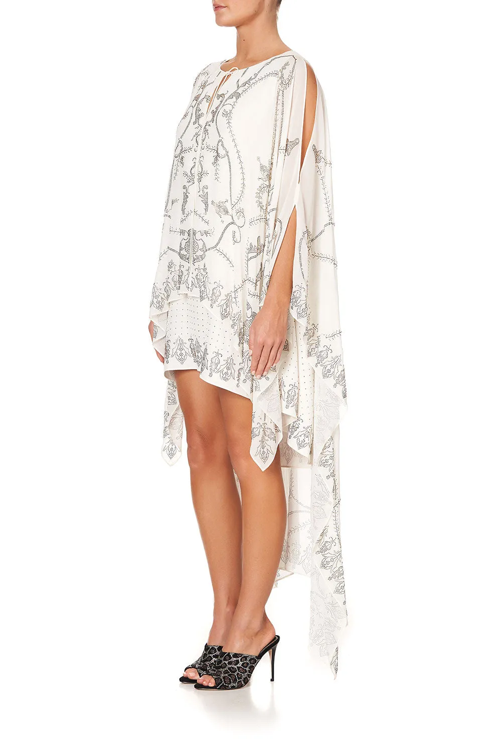 LONG SHEER OVERLAY DRESS LUXE CREAM