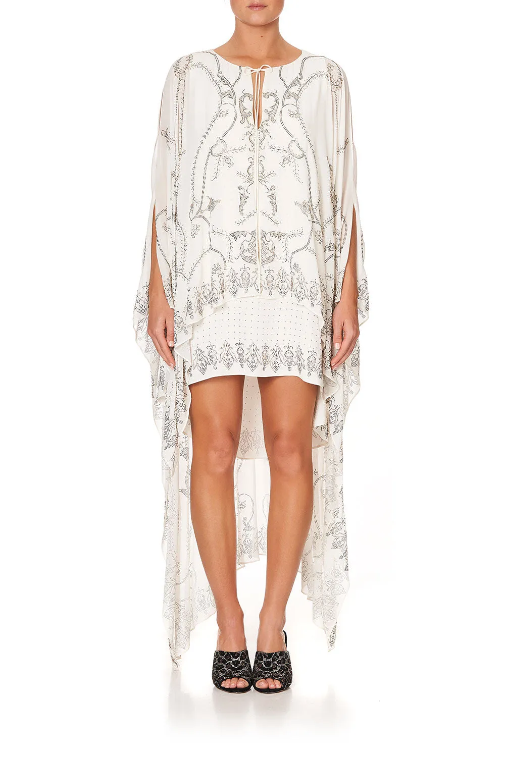 LONG SHEER OVERLAY DRESS LUXE CREAM