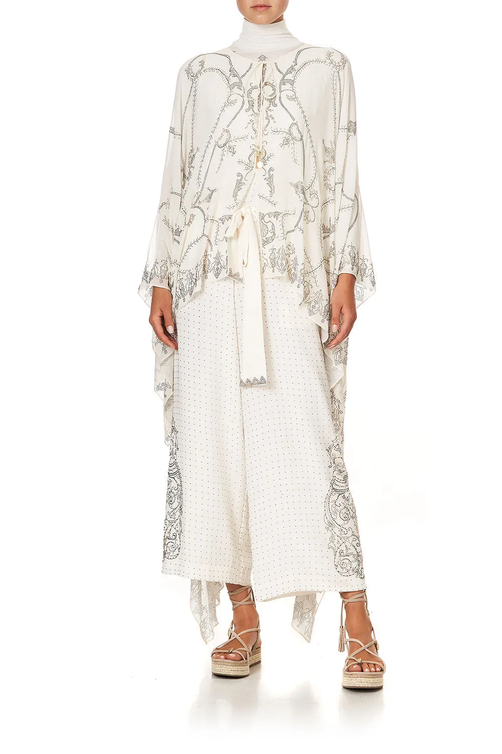 LONG SHEER OVERLAY DRESS LUXE CREAM