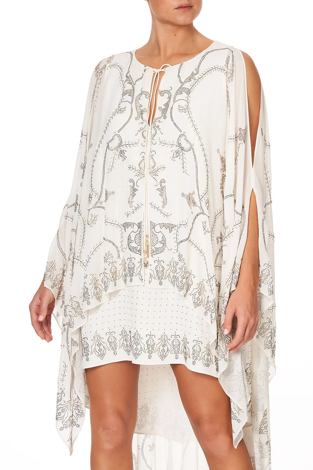 LONG SHEER OVERLAY DRESS LUXE CREAM