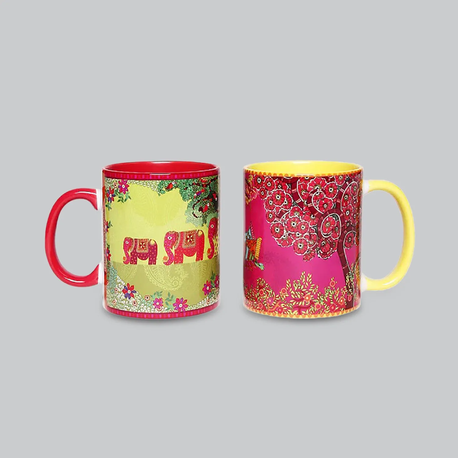 Madhubani Coffee Mugs Set of 2 (300 ml each)