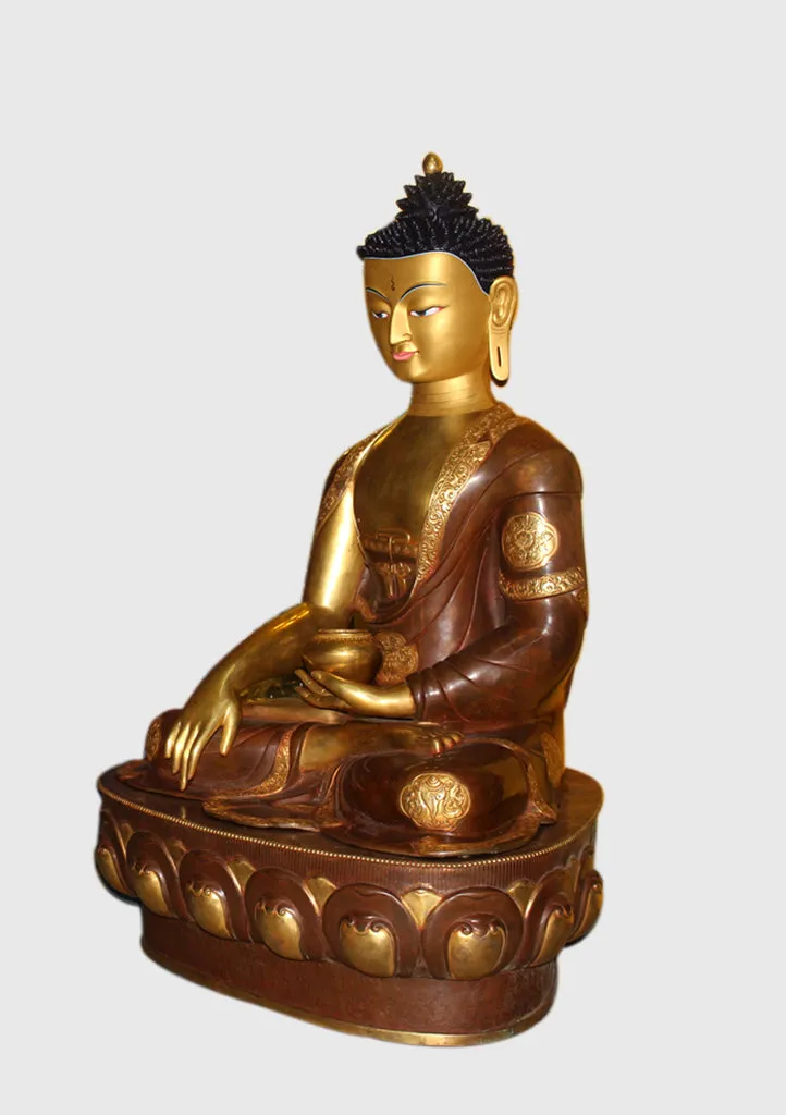 Masterpiece Partly Gold Plated Copper Shakyamuni Buddha Statue 45" High From Nepal