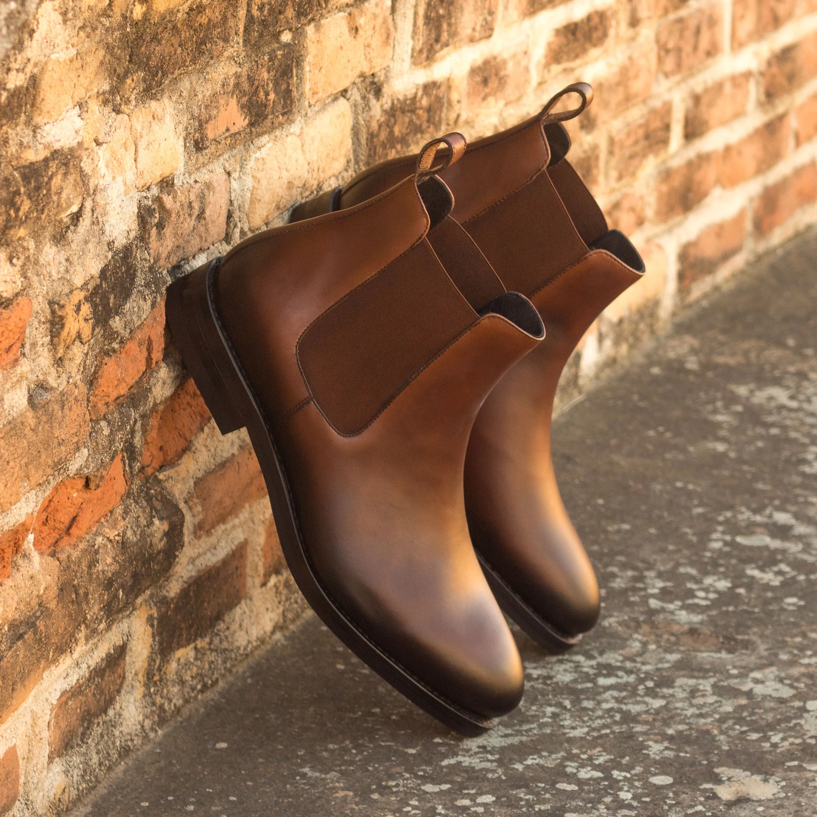 Medium Brown Painted Calf Chelsea Boots