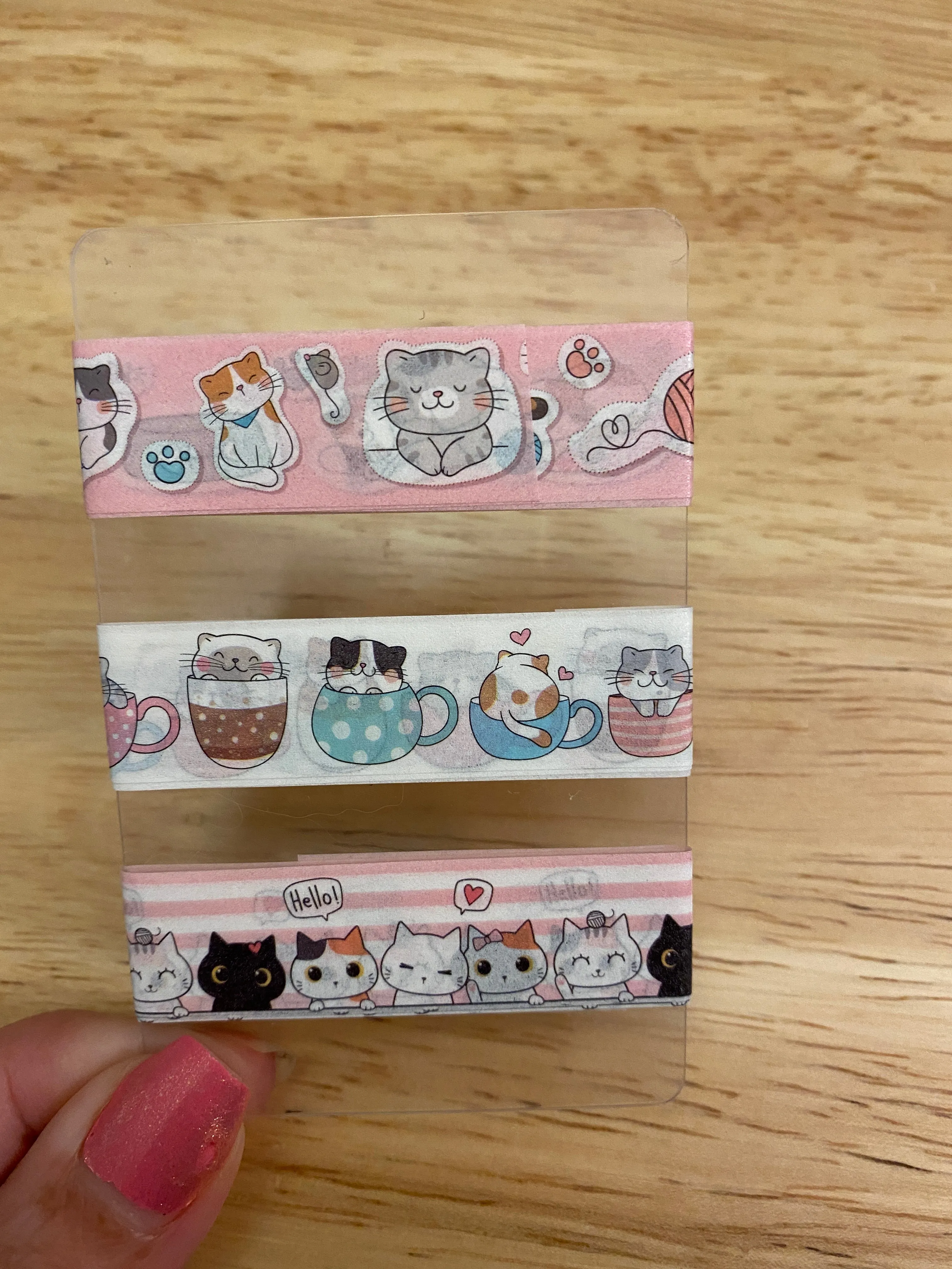 Medium Sample Card of Cats in Pink Washi Tape