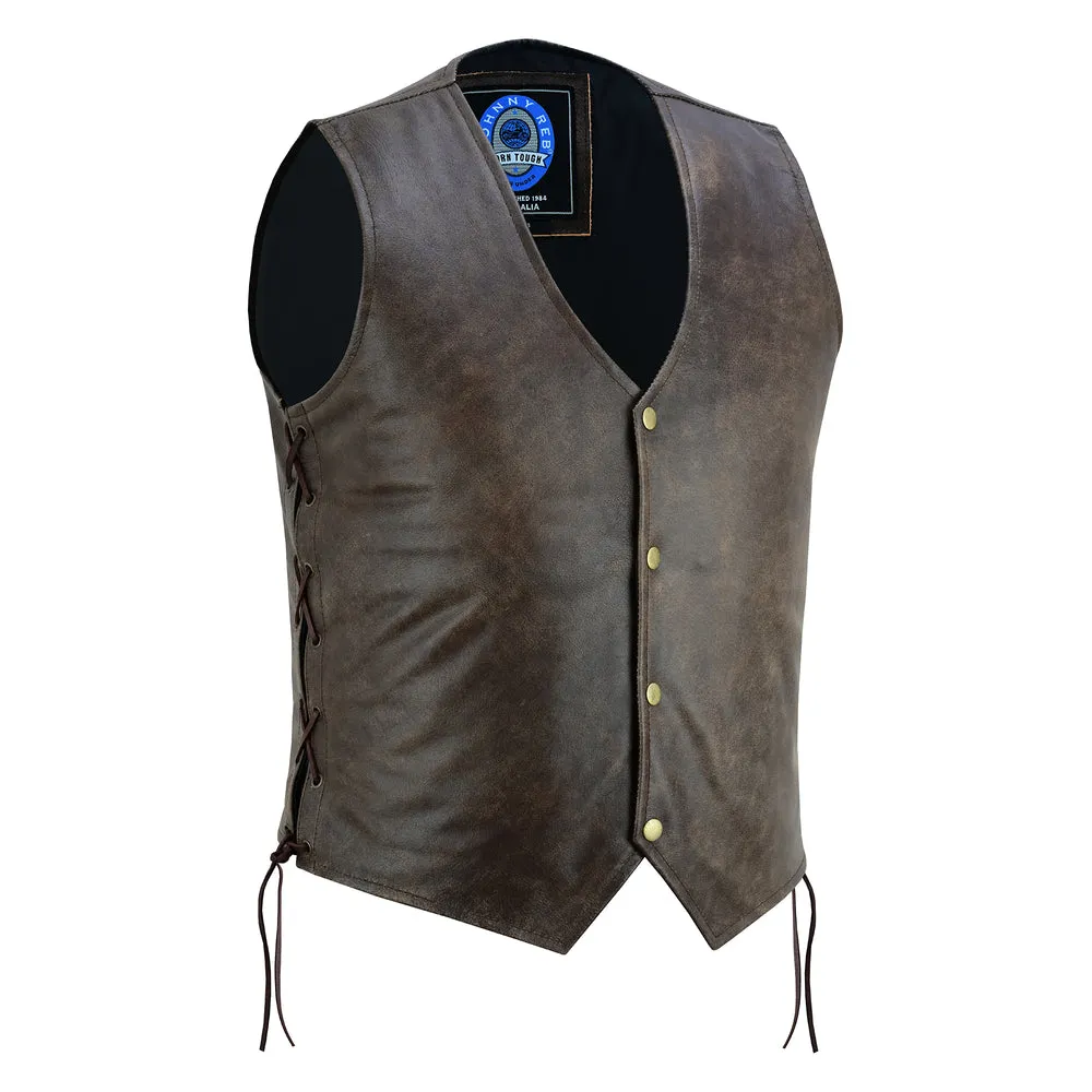 Men's Brown Leather Motorcycle Vest JRV10045