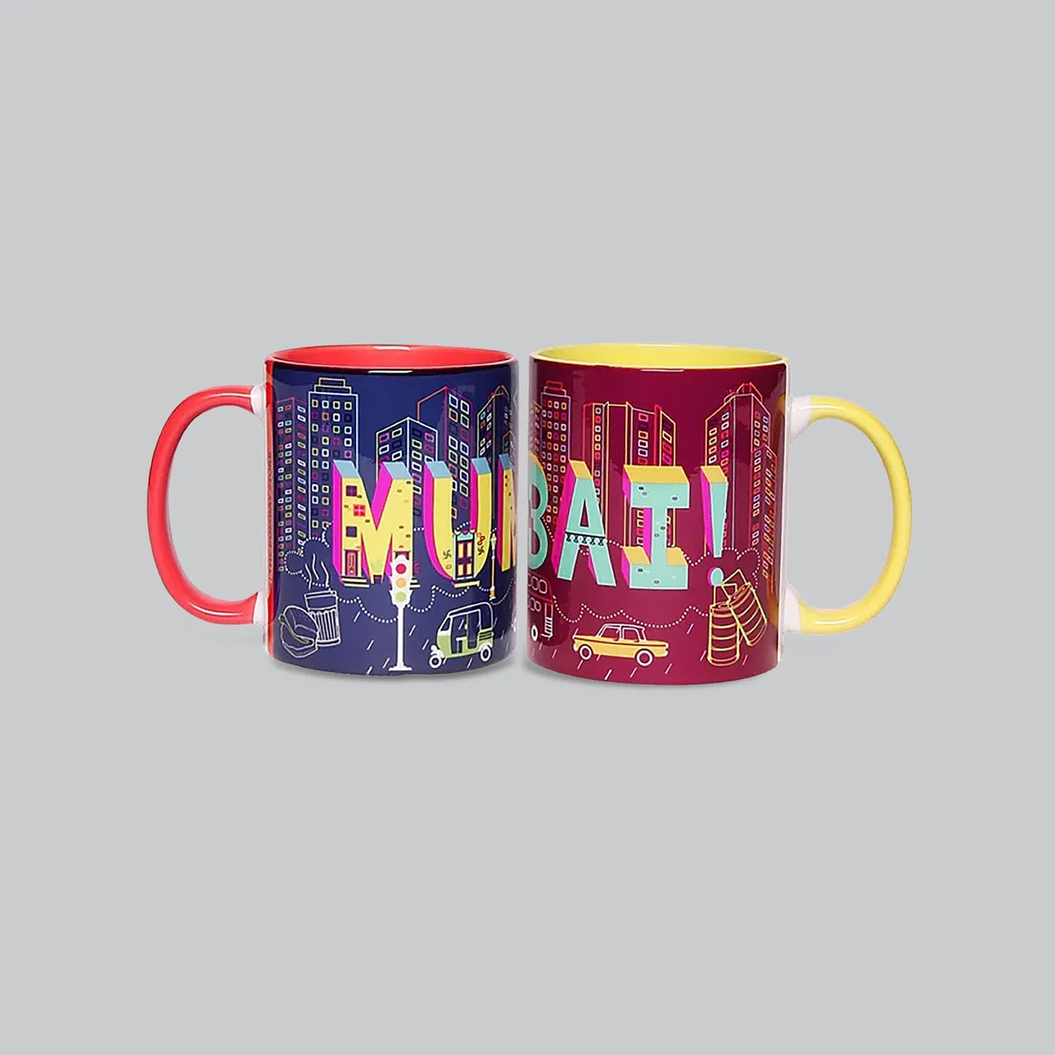 Mumbai City Lights Coffee Mugs Set of 2 (300 ml each)