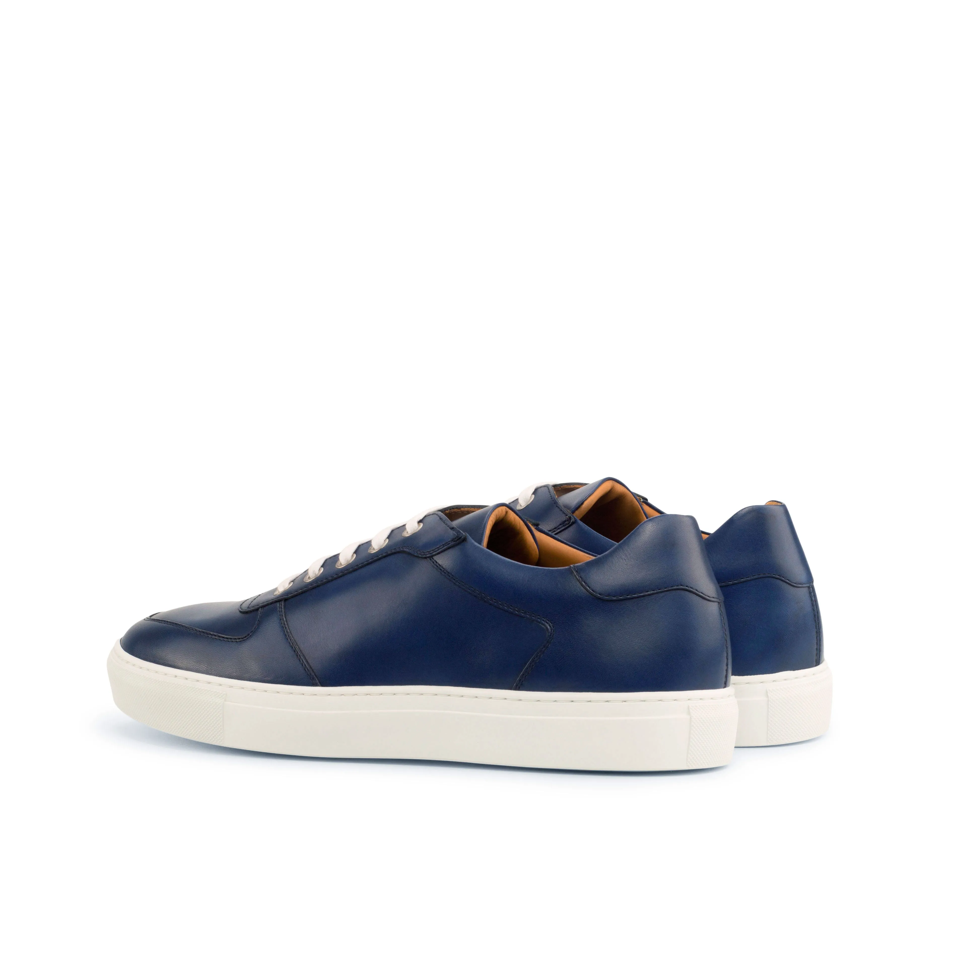 Navy Painted Calf Low-Top Sneakers